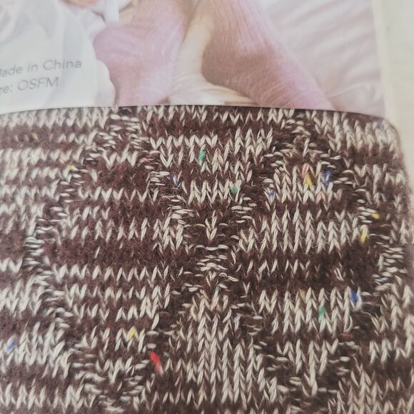 The Original Muk Luks Knee High Socks Brown Multi Color Confetti Cotton OSFM New - Picture 2 of 6